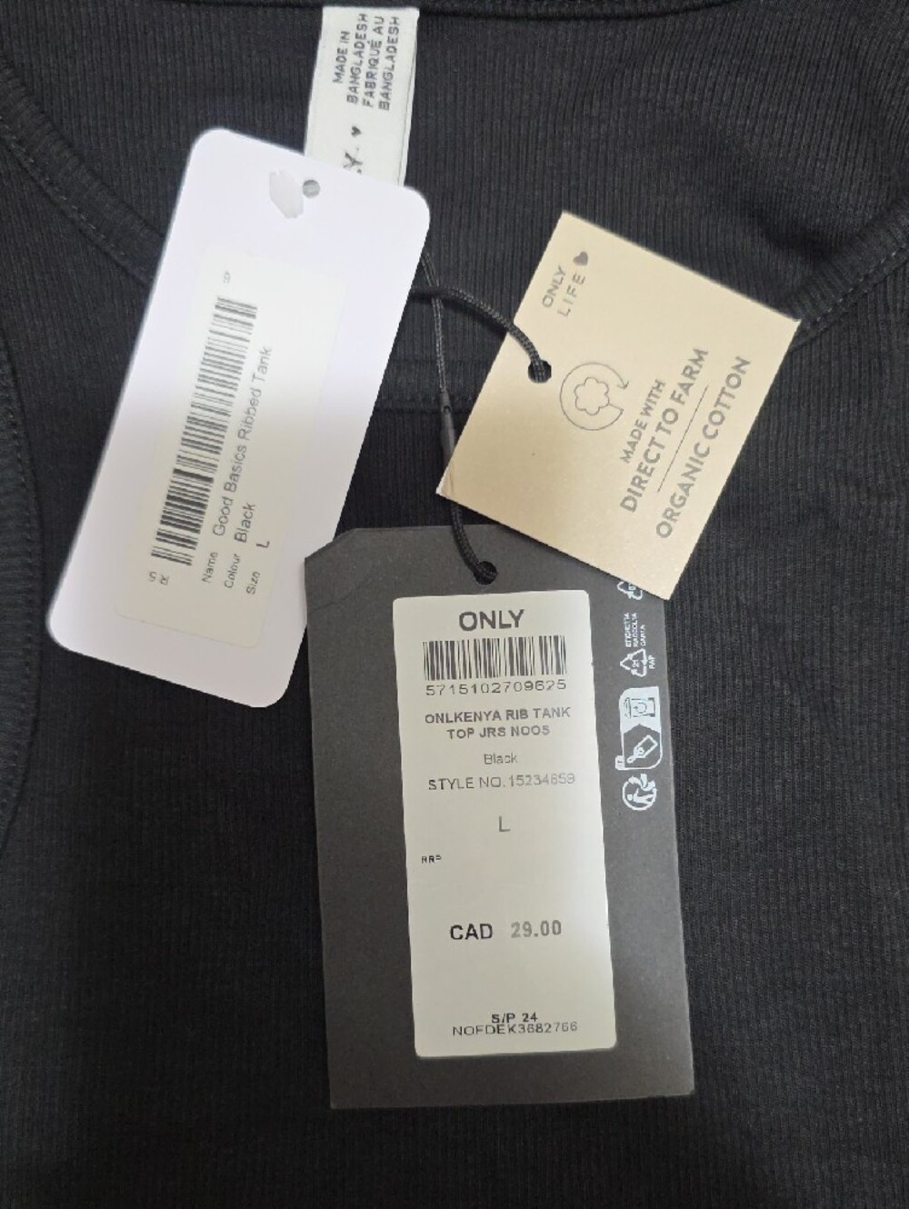 Only Black Ribbed Tank Top - Picture 2 of 4